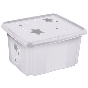 Úložný box s vekem velký "Stars", Bílá II