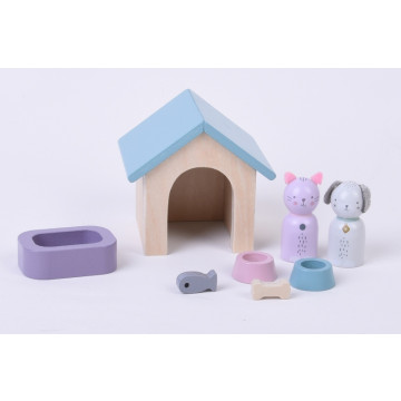 Set do domečku dřevěný Pejsek a kočička