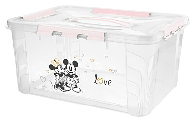 Domácí úložný box "Mickey & Minnie", Pastelová růžová XL