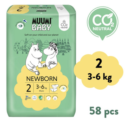 Muumi Baby 2 Newborn 3-6 kg (58 ks), eko plienky