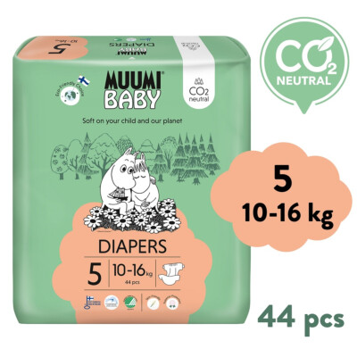 Muumi Baby 5 Maxi+ 10–16 kg (44 ks), eko plienky