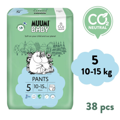 Muumi Baby Pants 5 Maxi+ 10-15 kg (38 ks), nohavičkové eko plienky
